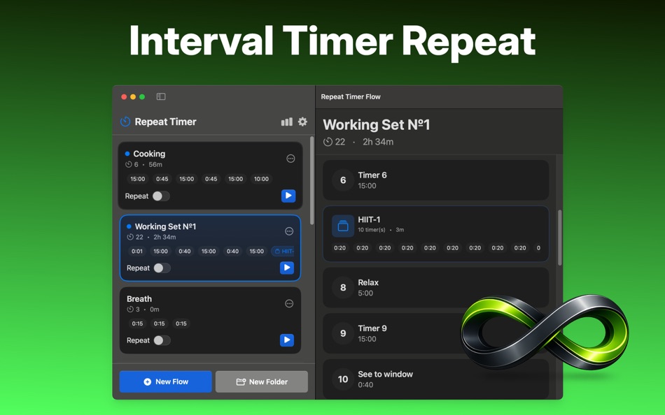 #1. Interval Timer: Repeat Flow (macOS) Ved: Second BGD DOO