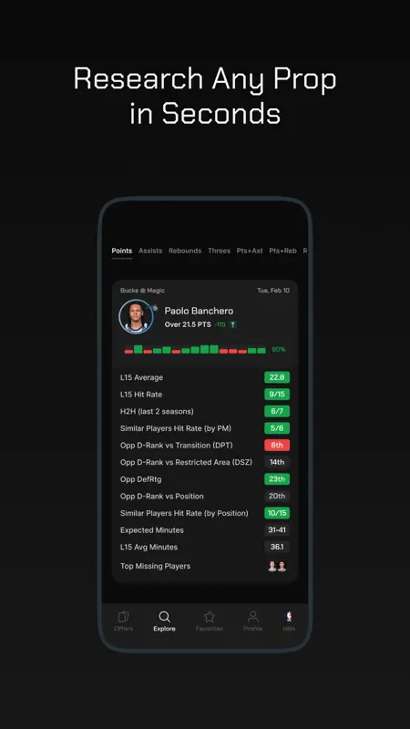 PropsMadness: Player Prop Tool screenshot 1 of 4