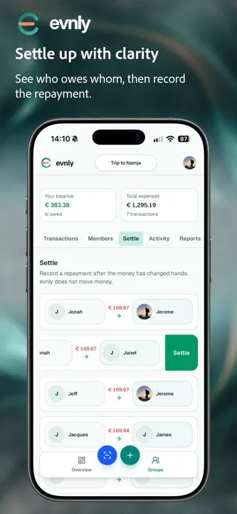 evnly: Group Expenses screenshot 3
