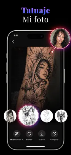 Captura de pantalla de Diseño De Tatuaje IA: ArtReel en iPhone 3