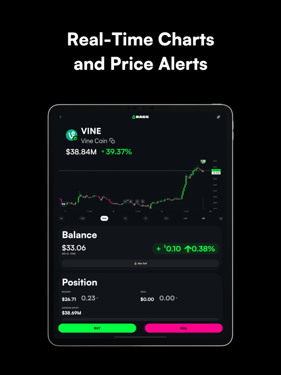 BAGS: Trade Crypto & Memes iPad screenshot 3 - Finance app