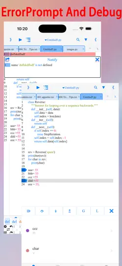 Capture d'écran de Pythoni-run Code,autocomplete sur iPhone 2