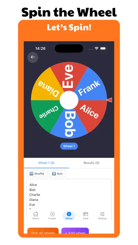 Wheel of Names: Random Picker screenshot 1 of 6