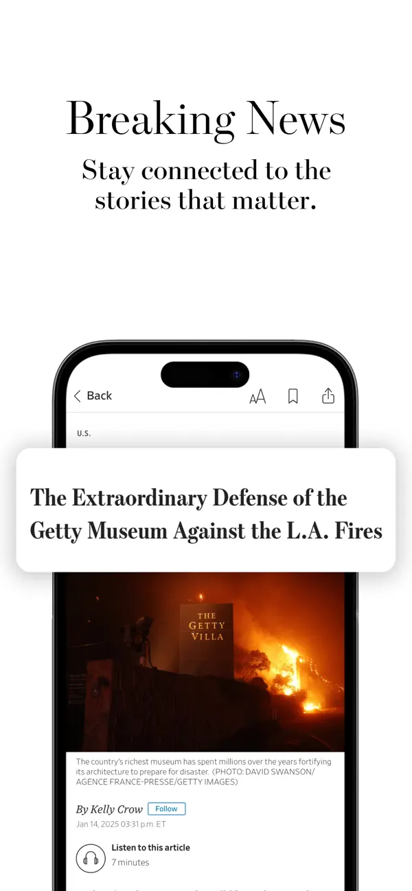 The Wall Street Journal. News iOS app screenshot showing feature 3