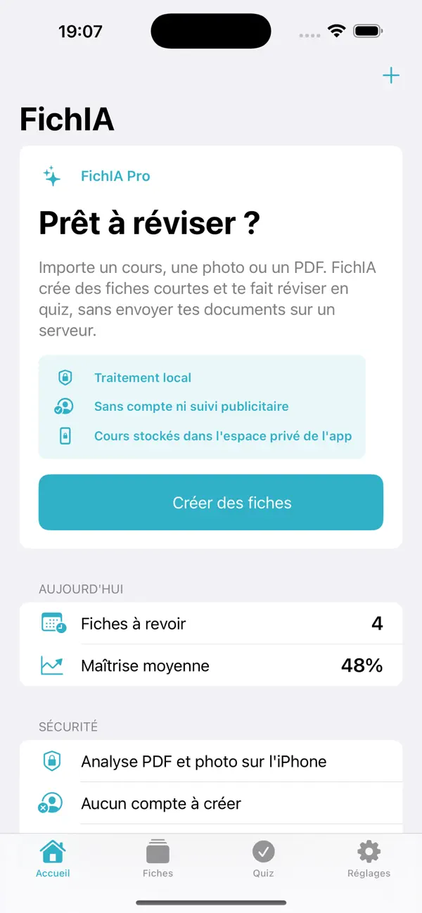 Screenshot #1 pour FichIA - Fiches privées