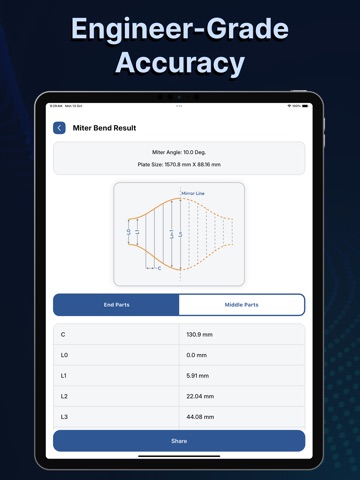 Miter Bend Layout Calc iPad screenshot