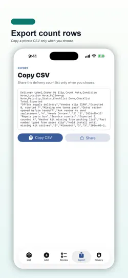 Capture d'écran de Delivery Item Count Pad sur iPhone 4