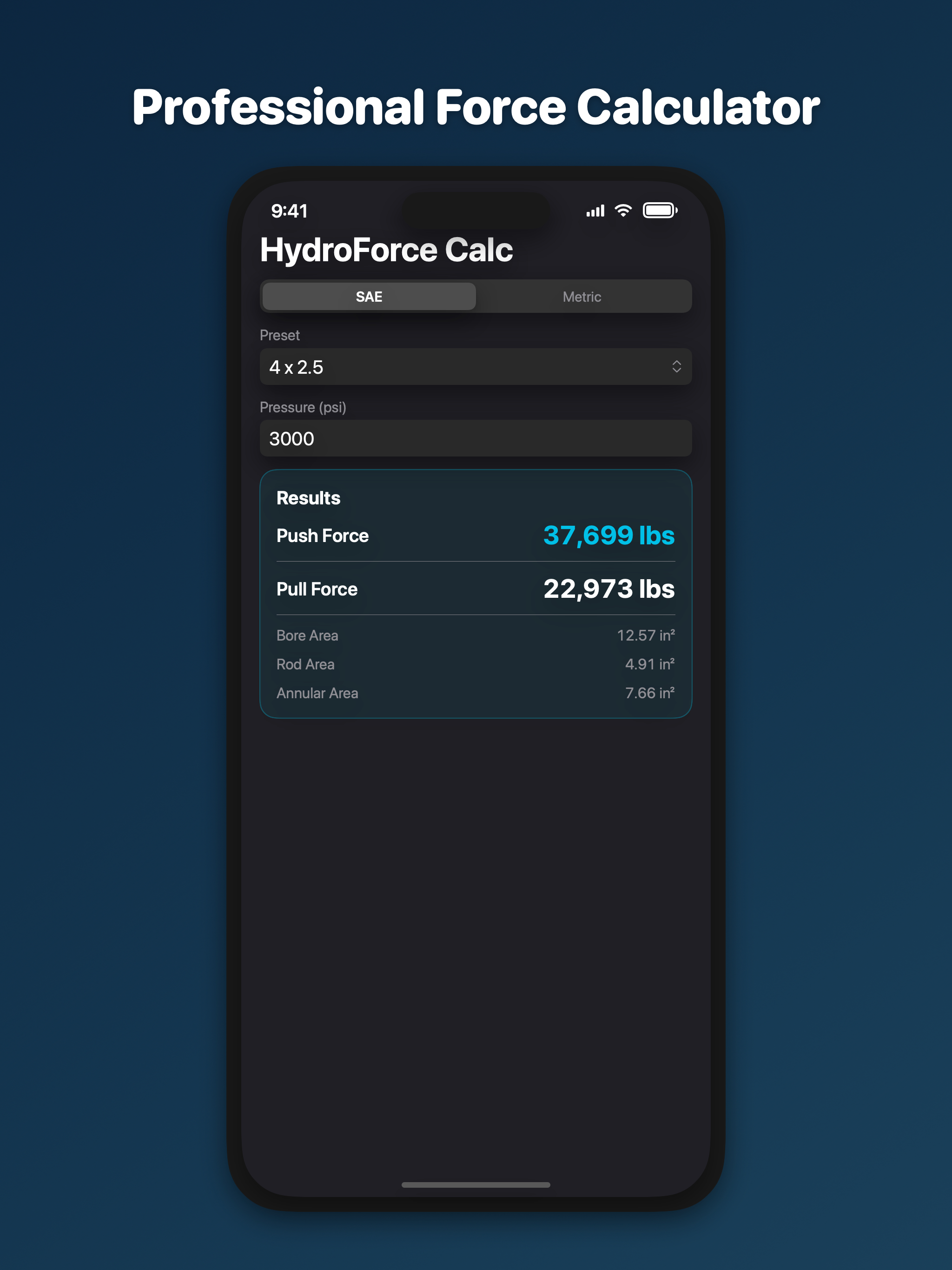 Hydraulic Cylinder Force Calc screenshot 4