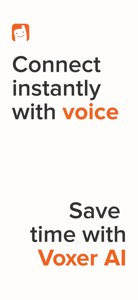 Voxer Walkie Talkie Messenger - See how the app highlights its core strengths: "Connect instantly with voice" and the efficiency gained from "Voxer AI".