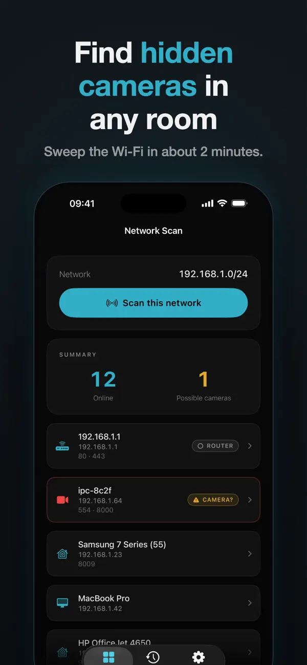 #1. Faraday Hidden Camera Detector (iOS) 게시자: BlueMind Software