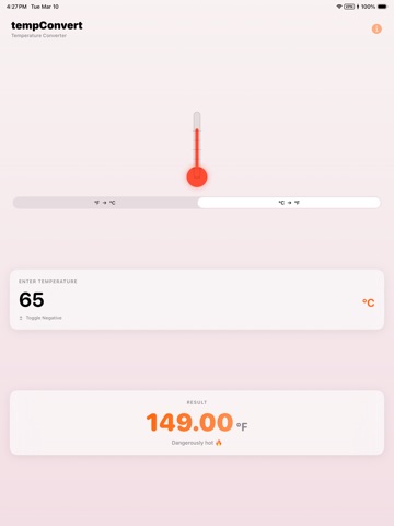 tempConvert iPad screenshot