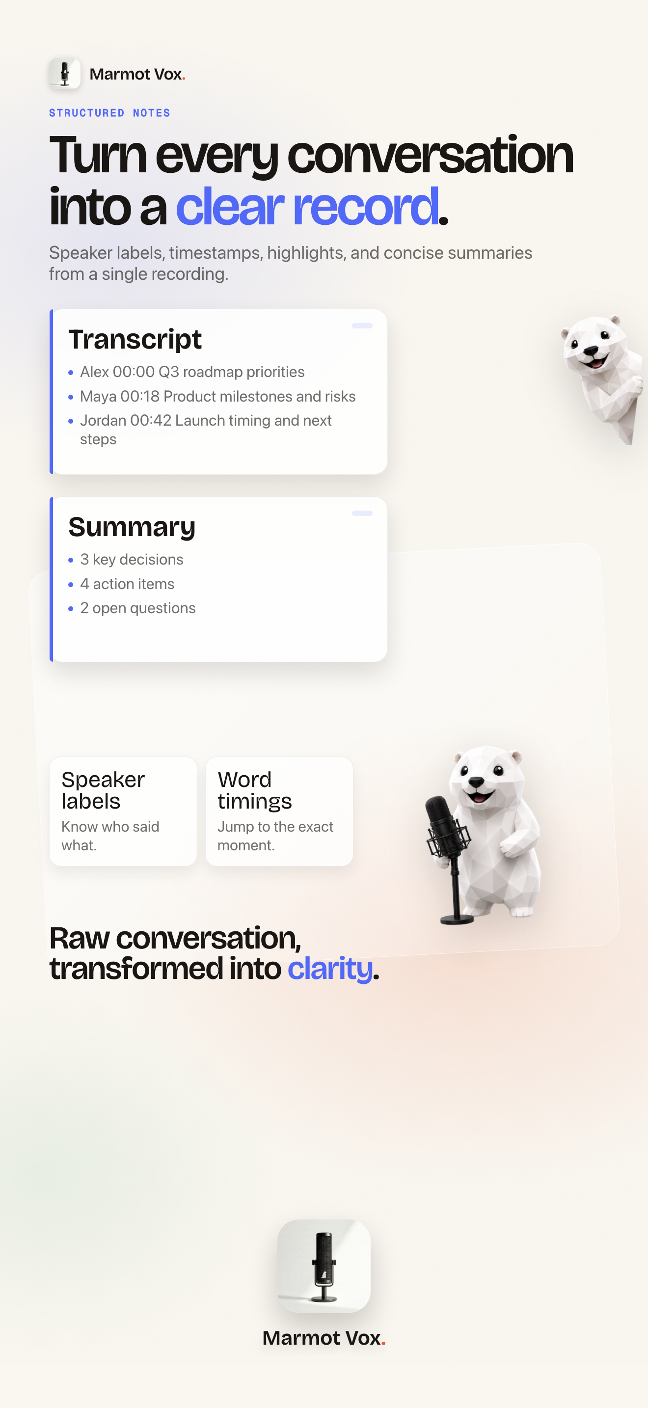 Marmot Vox: AI Meeting Notes