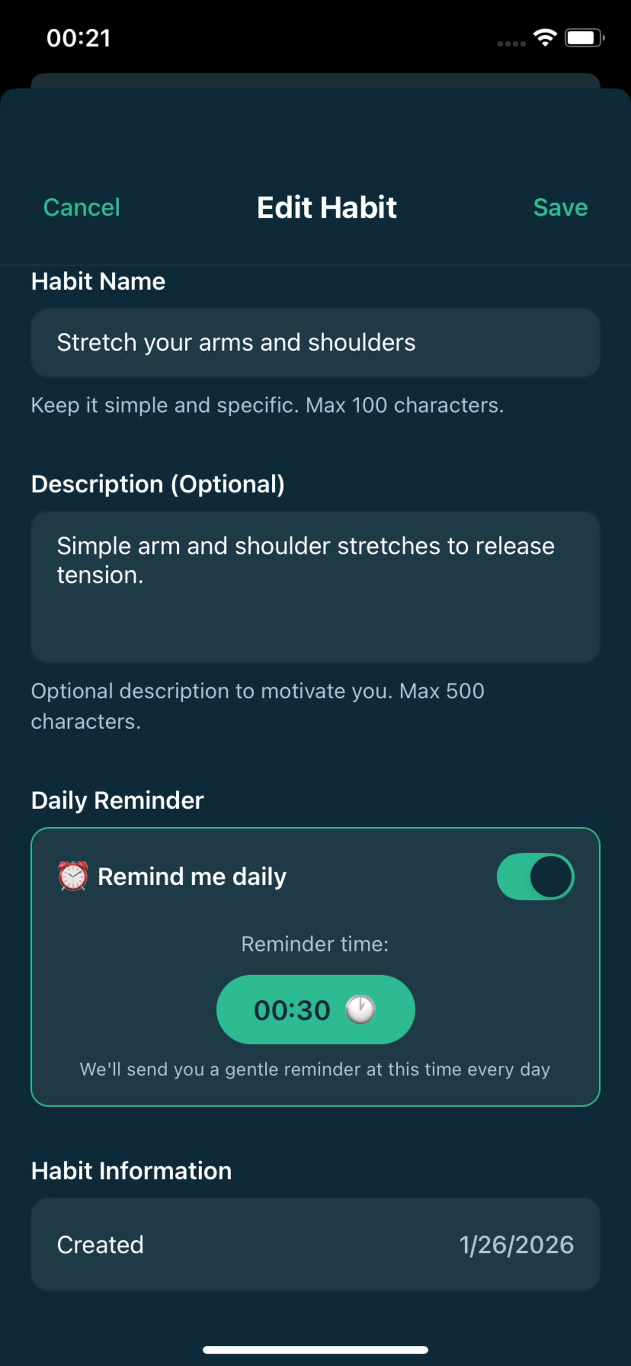 1 Minute Habit screenshot 3
