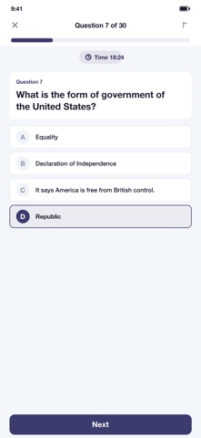 US Citizenship Test 2026 Quiz iPhone screenshot