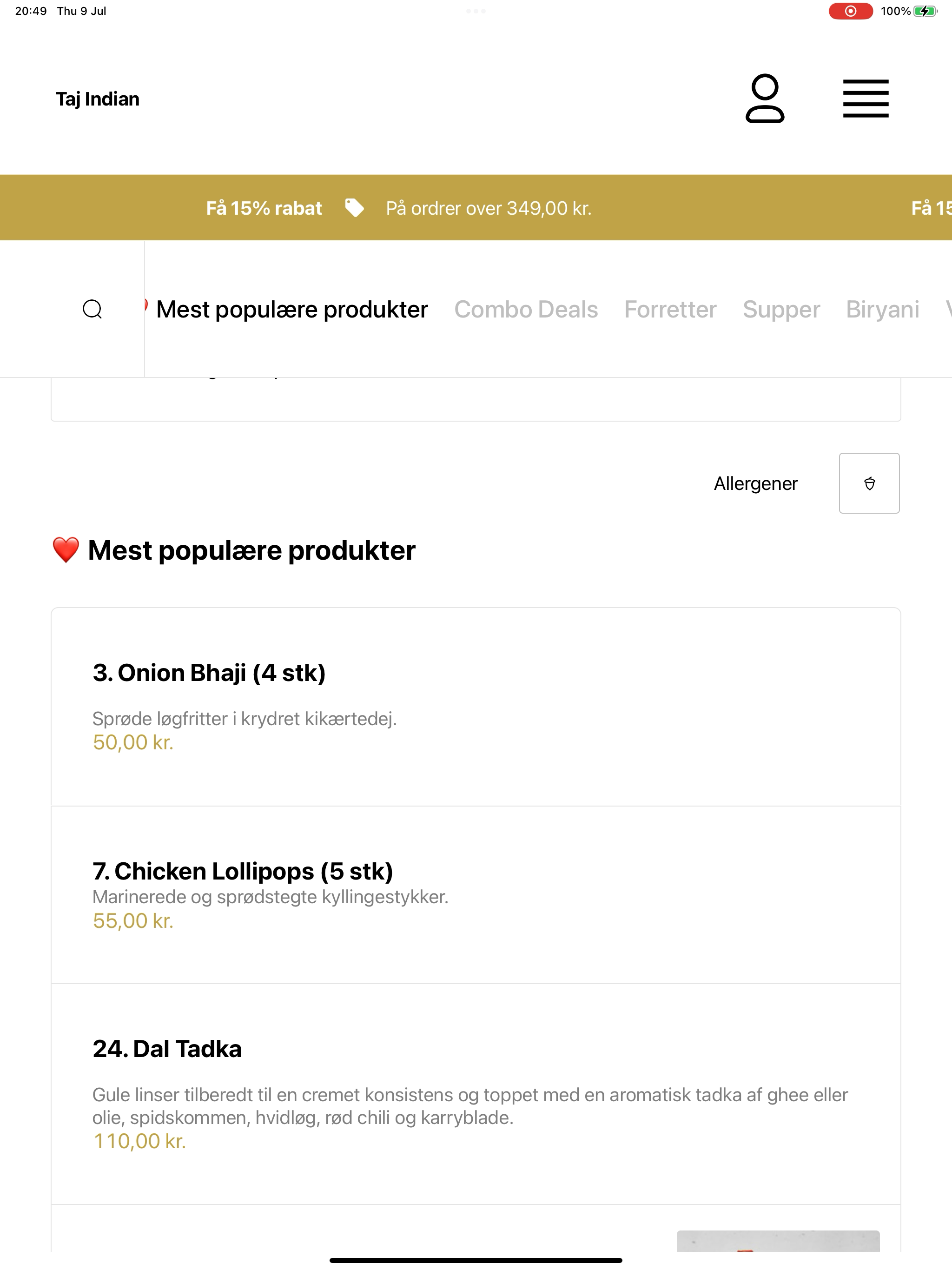 Taj Indian screenshot 7
