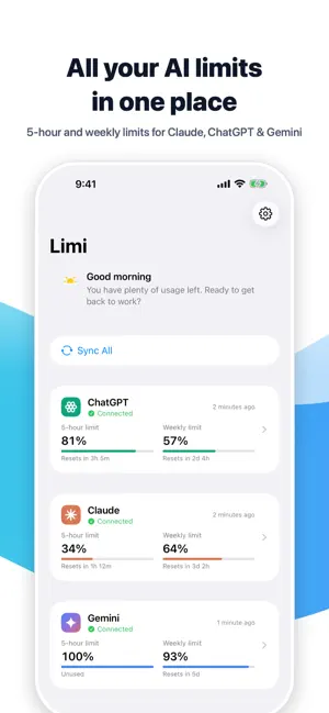 Limi - AI Usage Widget screenshot 2
