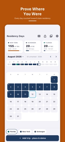 Residency Days: Tax Tracker Screenshot 1 of 7