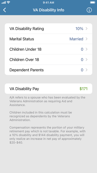 Military Retirement Screenshot