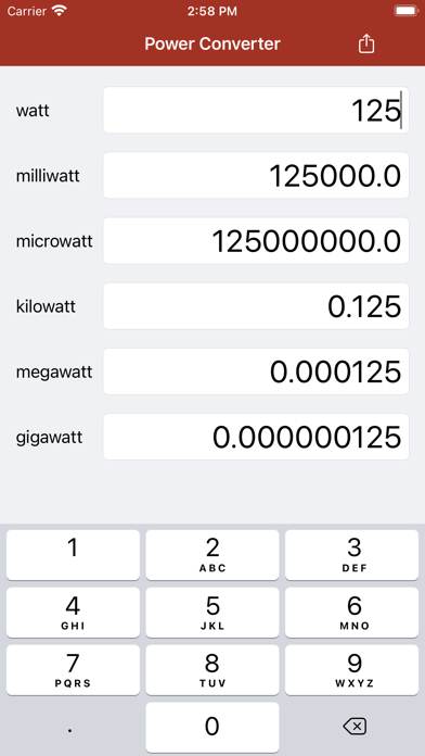 Screenshot #1 pour Power Converter W, kW, mW, GW