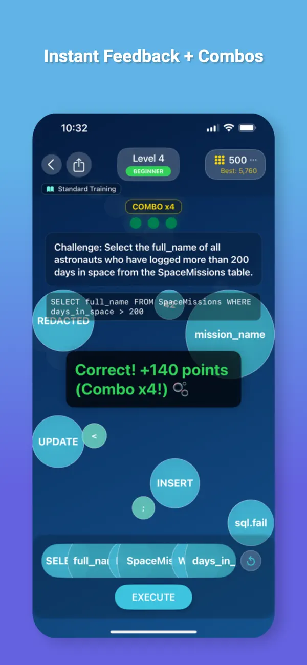 #4. SQL Bubble Pop-SQL Coding Game (iOS) 由: Baldwin Apps LLC