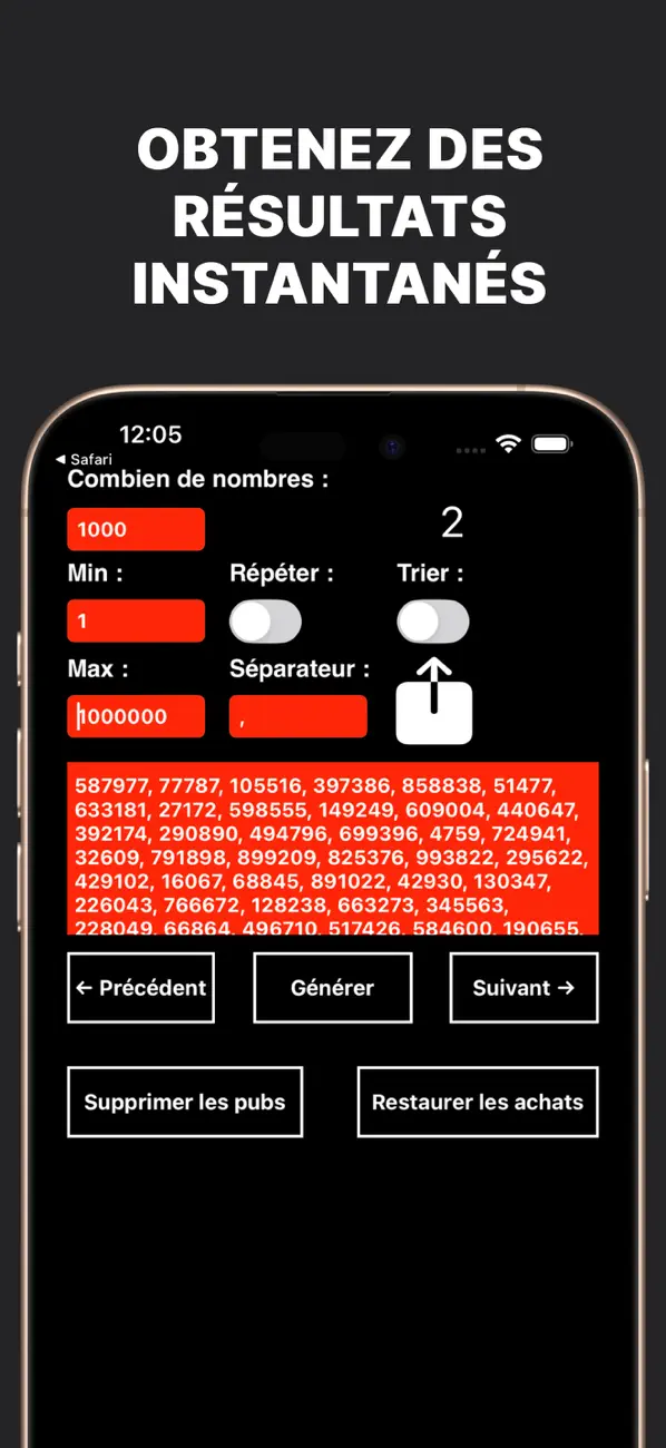 Screenshot #3 pour Générateur Nombres Aléatoires