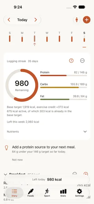 FreeCals: Calorie Tracker screenshot 1
