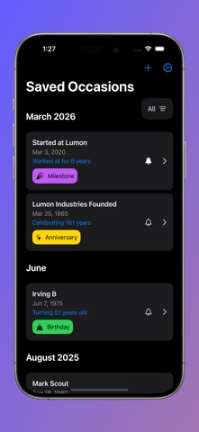 Occasio: Annual Event Tracker Screenshot 1 of 4