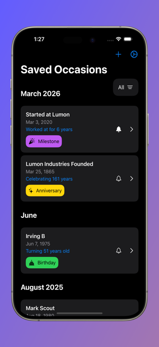 Occasio: Annual Event Tracker Screenshot 1 of 4