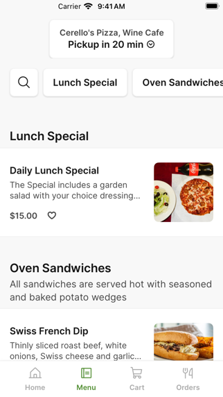 Cerello's Pizza, Wine Cafe iPhone screenshot 2 - Food & Drink app