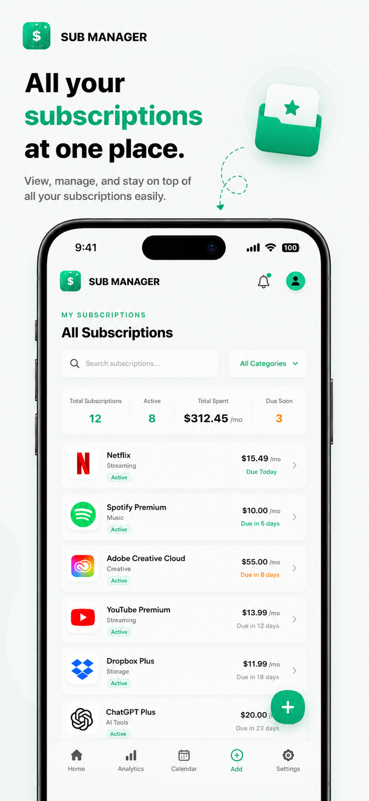 Subscription Manager & Tracker