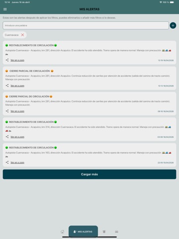 Alerta Carretera México iPad screenshot