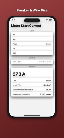 Motor Start Current Calculator screenshot