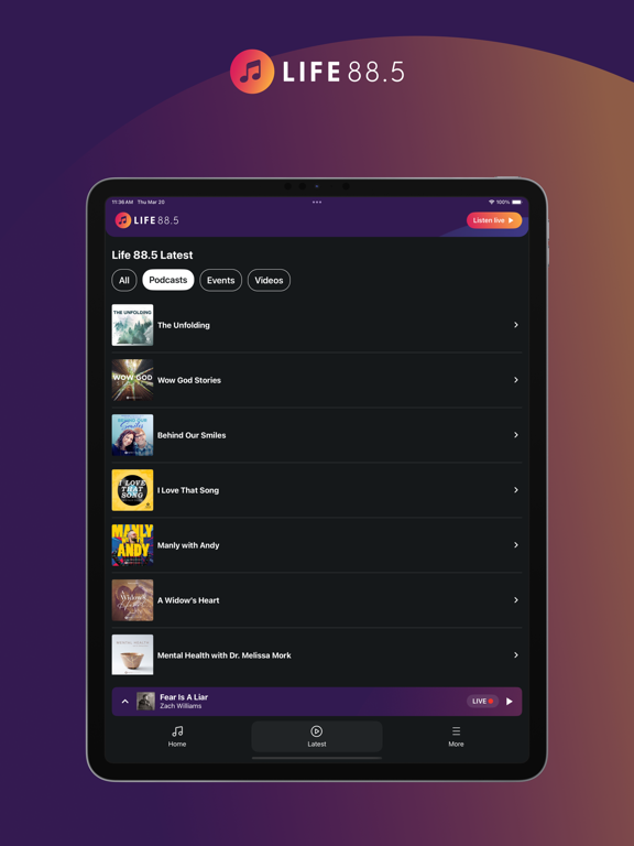 Life 88.5 iPad screenshot 4 - Music app