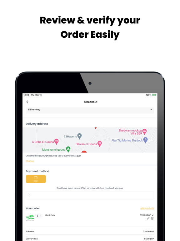 Yalla Order delivery app iPad screenshot