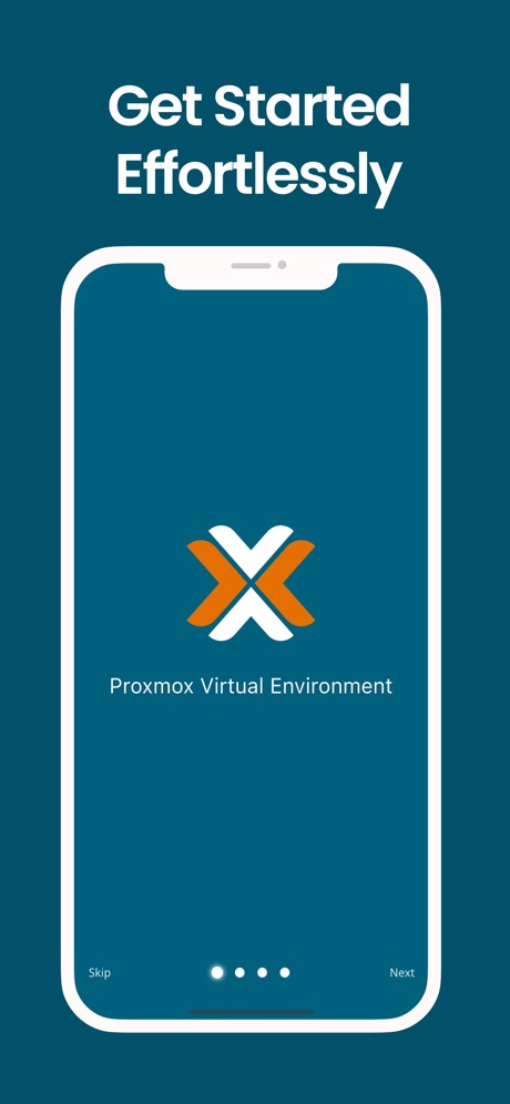 Proxmox VE Companion App Store screenshot 2, headline “Get Started Effortlessly”. Asks for an action.