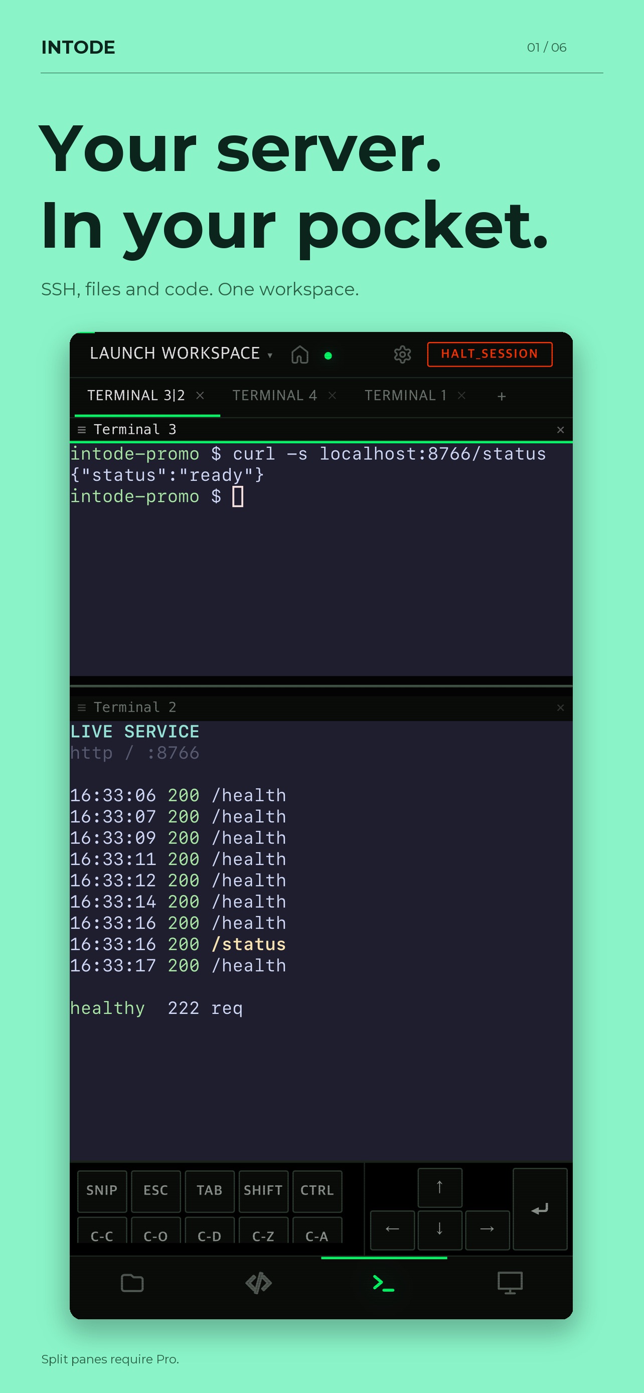 Screenshot 1 of Intode - Mobile SSH IDE