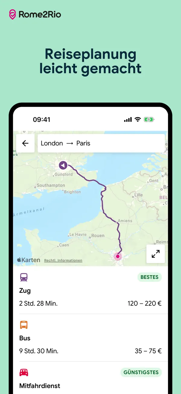 Rome2Rio iPhone App Screenshot 1 – Reisen