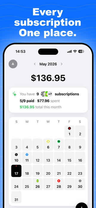 Subscription Manager: Subzly Screenshot 1 of 5