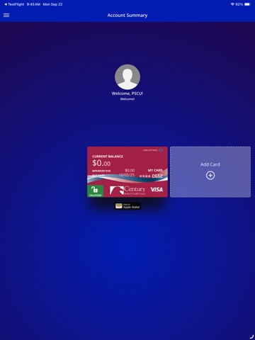 CFCU Visa iPad screenshot