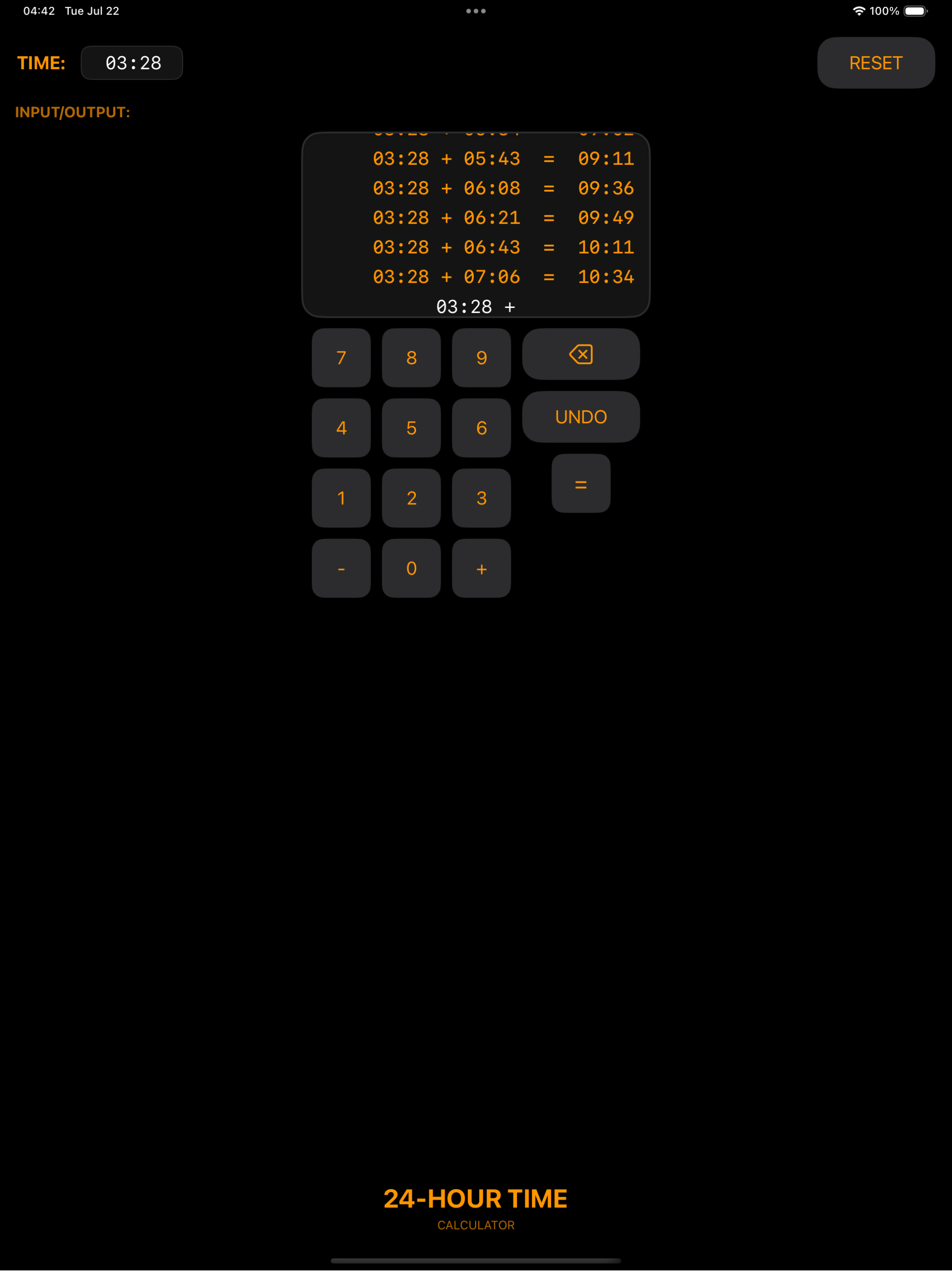 24-Hour Time Calculator
