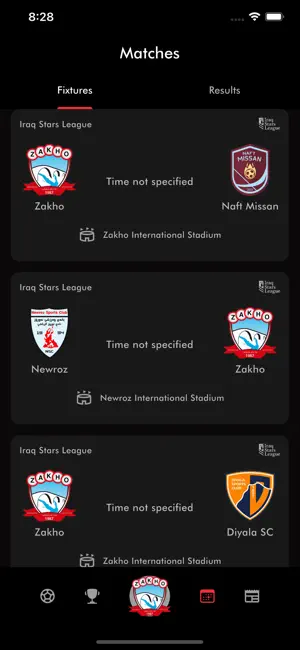 Zakho SC App Team Info Screen