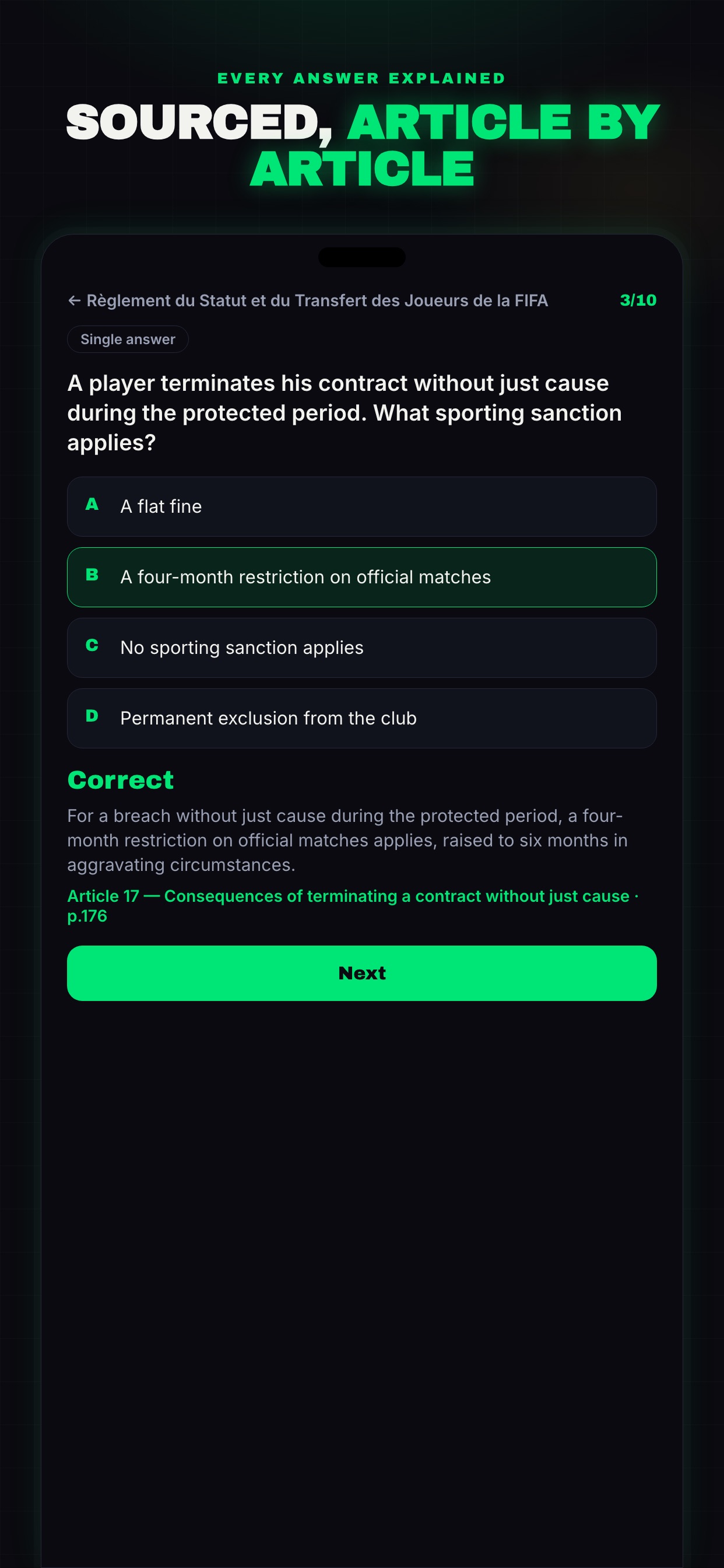 Screenshot 2 of AgentPro · Football Agent Exam