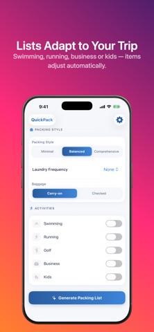 QuickPack: 行李清单 screenshot