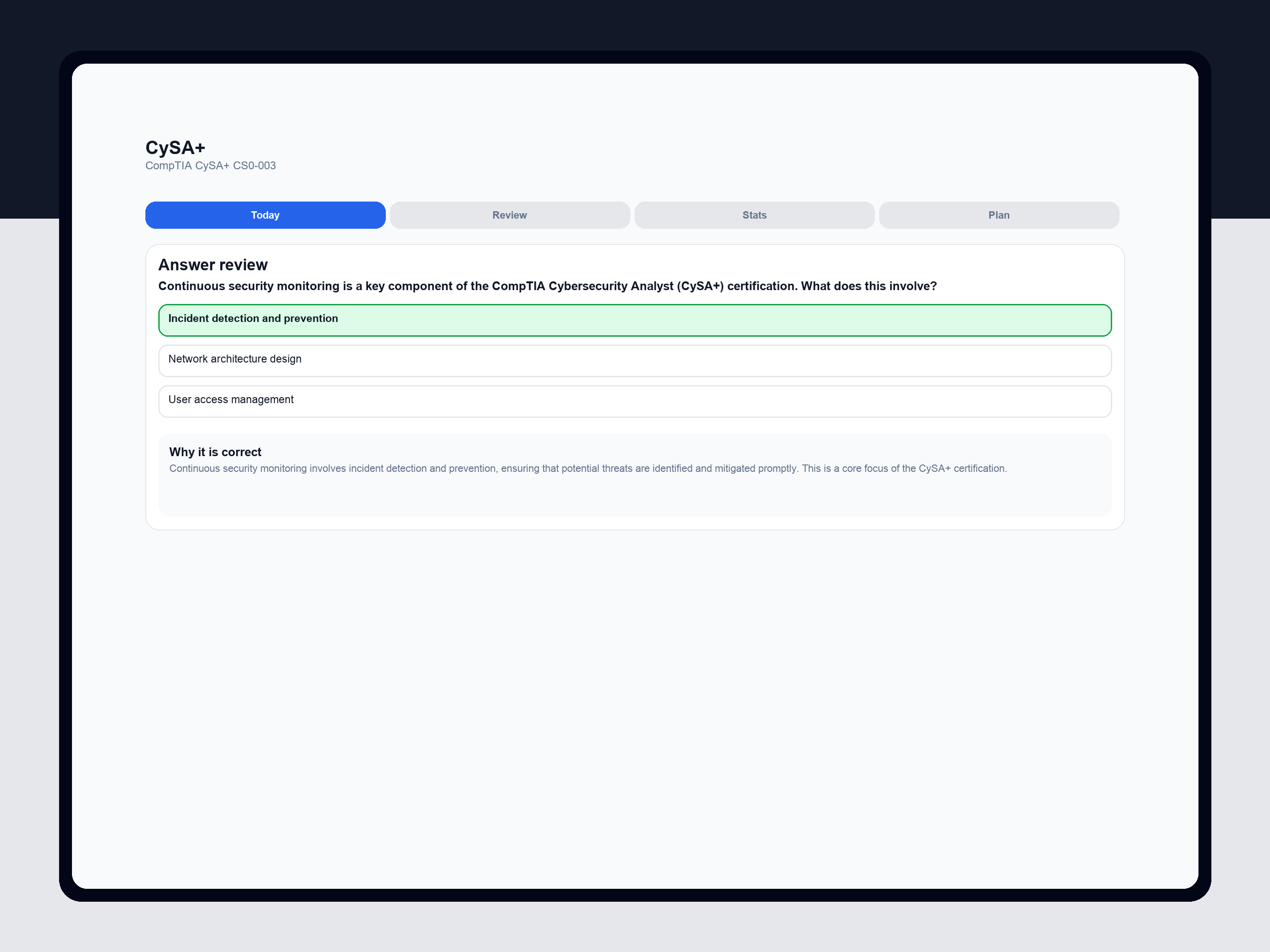 CySA+ Practice Test screenshot 12
