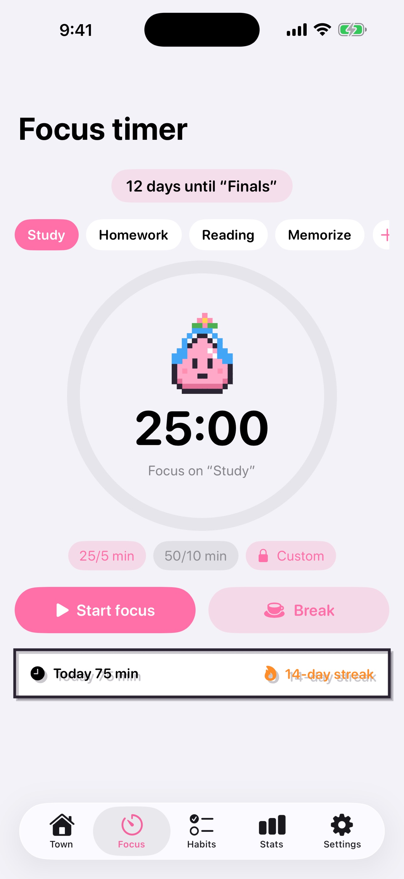 Screenshot 2 of Habit Town: Pomodoro Timer