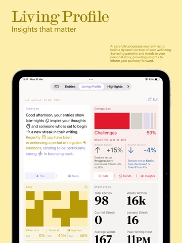 Sonar: AI Journal & Insights iPad screenshot