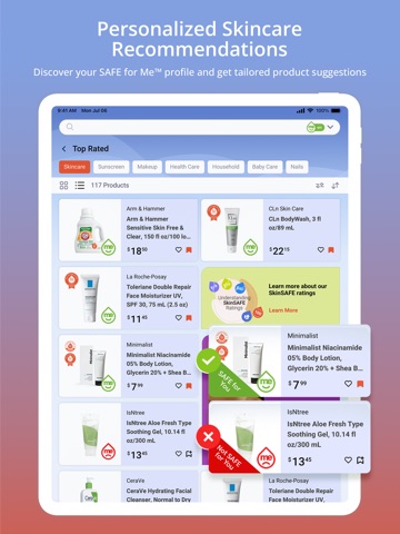 SkinSAFE: Ingredient Scanner iPad screenshot