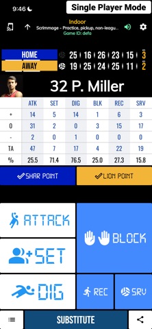 BT Volleyball Stats screenshot