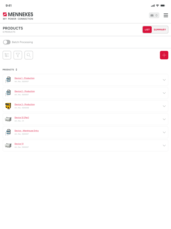 MENNEKES ONE Industrial Cloud iPad screenshot