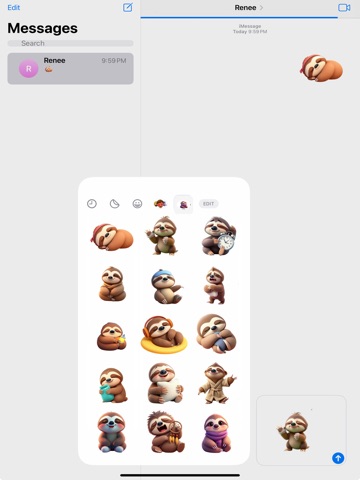 Zzz Sloth Stickers iPad screenshot